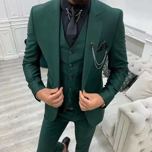 Voguable  Men Single Breasted Suits 3 Pieces Slim Fit Wedding Tuxedo Premium Formal Blazer with Pants Prom Party Groom Office Wear voguable