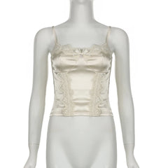 Voguable Coquette Lace Patchwork Corset Sexy Milkmaid Skinny Bustier Japanese Lolita Style Camis Sweet Bow Crop Top Fairycore voguable