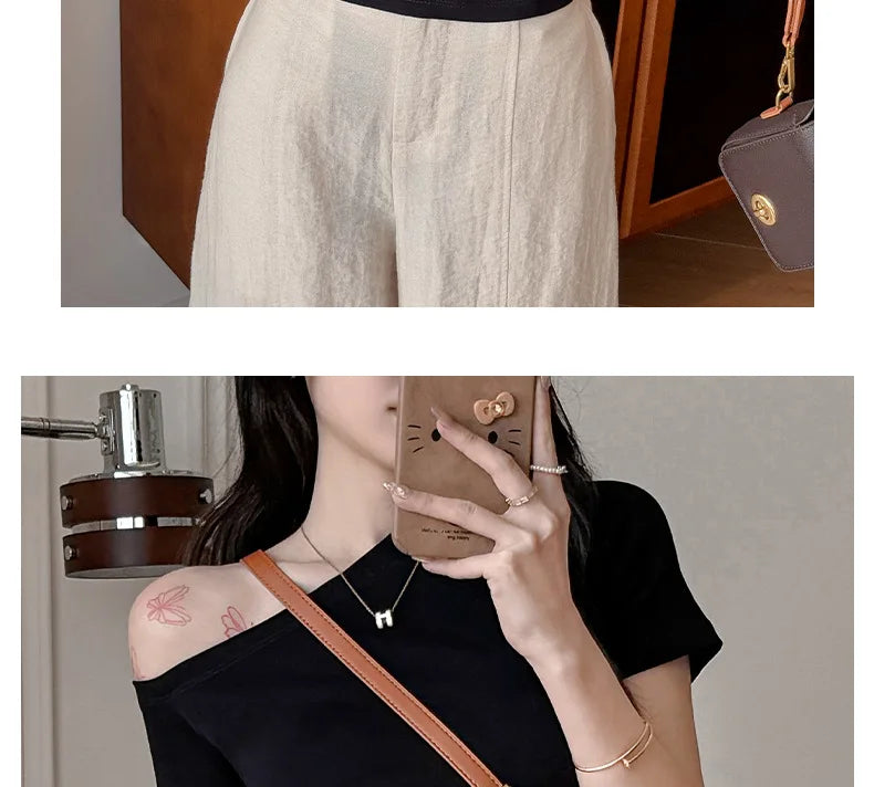 Solid Off Shoulder Short Sleeve T Shirt Simple Basic Sexy Single Sleeved Jumper Top Streetwear Slim Fit Female Y2K Clothes Tees voguable