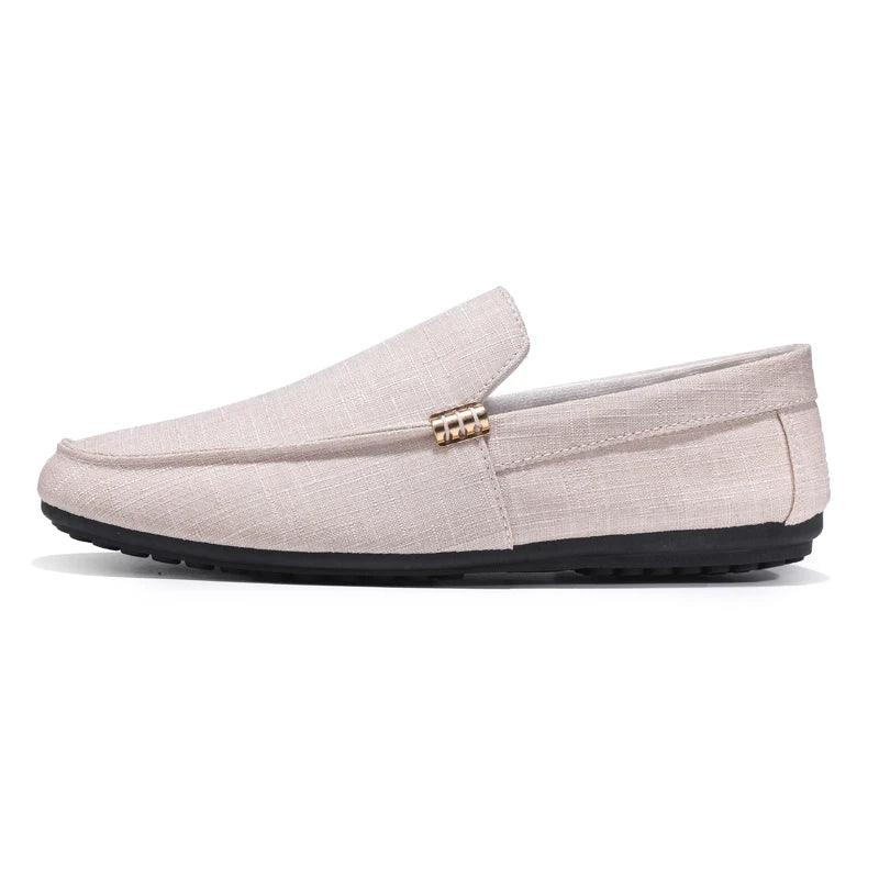 Voguable  Mens Canvas Slip On Loafers Fashion Dress Driving Shoes Formal Wedding Party Casual Flats Plus Size Comfortable Office Wear voguable