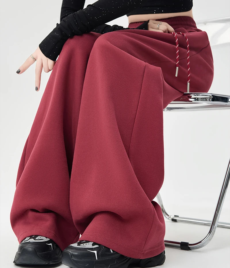 Streetwear Y2K Sweatpants Women Vintage High Waist Loose Straight Trousers American Harajuku Bf Fall Hip Hop Pockets Pants voguable