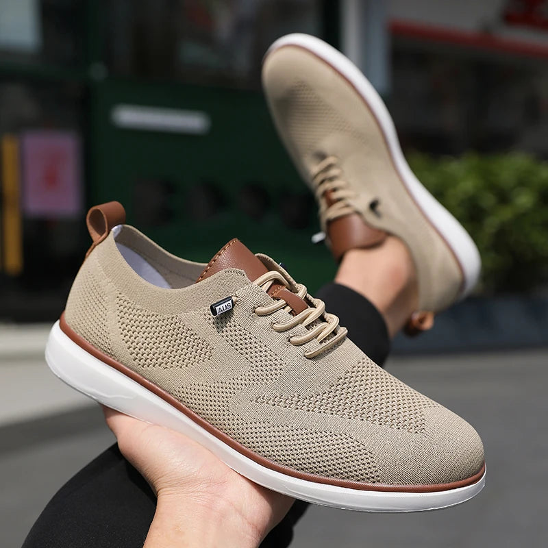Voguable  Men's Fashionable Knitted Lace Up Shoes Breathable Mesh Stable and Soft Sole Trendy Luxurious Running Flat Shoes Tenis Masculino voguable