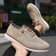 Voguable  Men's Fashionable Knitted Lace Up Shoes Breathable Mesh Stable and Soft Sole Trendy Luxurious Running Flat Shoes Tenis Masculino voguable