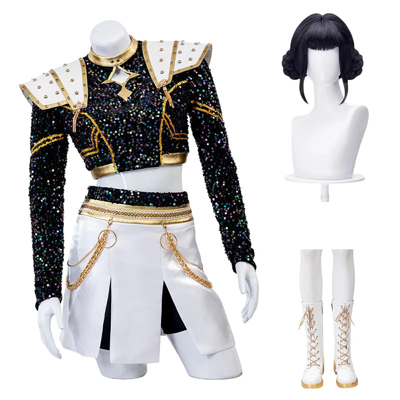 KPop Zoey Cosplay Costume Wig Shoes Black Coat Singing Suit Song-Promotion Costume Women Halloween Party Role Playing Outfit voguable