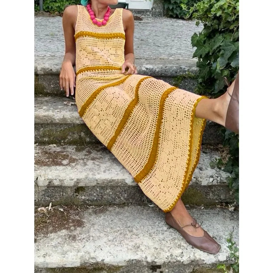 Voguable  European and American  source manufacturers knitted sweaters contrasting vests hollow dress spring and summer voguable