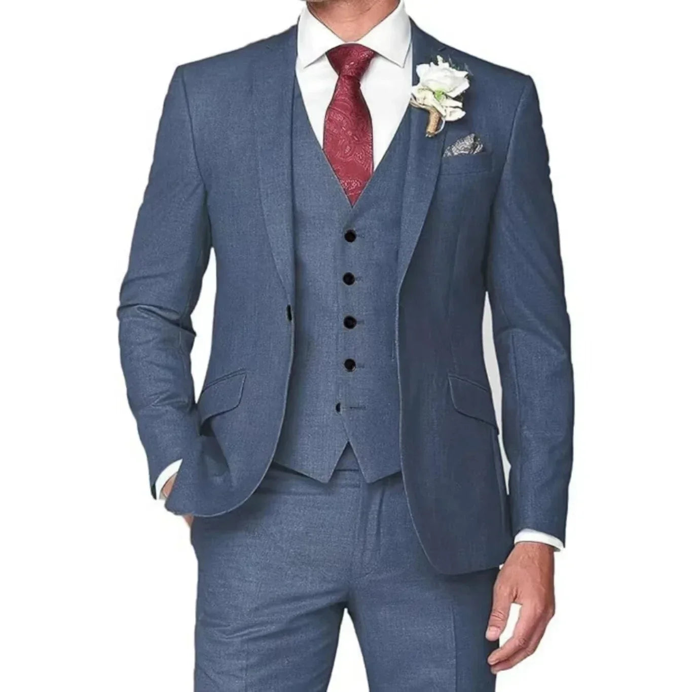 Voguable  Classic Men's 3pcsTuxedo Suit Colorful Blazer Vest And Pants Set Single Button High-Quality Men's Costume for Formal Occasions voguable