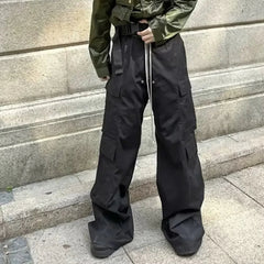 New Style American Style Casual Pants Blackcargo Pants Multi-pocket Loose Fit Wide Leg For Men Spring Summer voguable