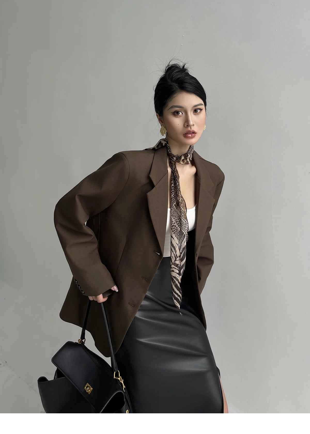 Casual Long Sleeved High-end Suit Jacket For Women Blazers Coat Fashion Design 2024 New Tops Brown Office Lady Top Y7CS voguable