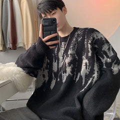 Autumn Clothing Men's Knitted Luxury Printed Pullovers Sweater Casual Vintage Loose O Neck Solid Color Long Sleeve Knitwear 2024 voguable