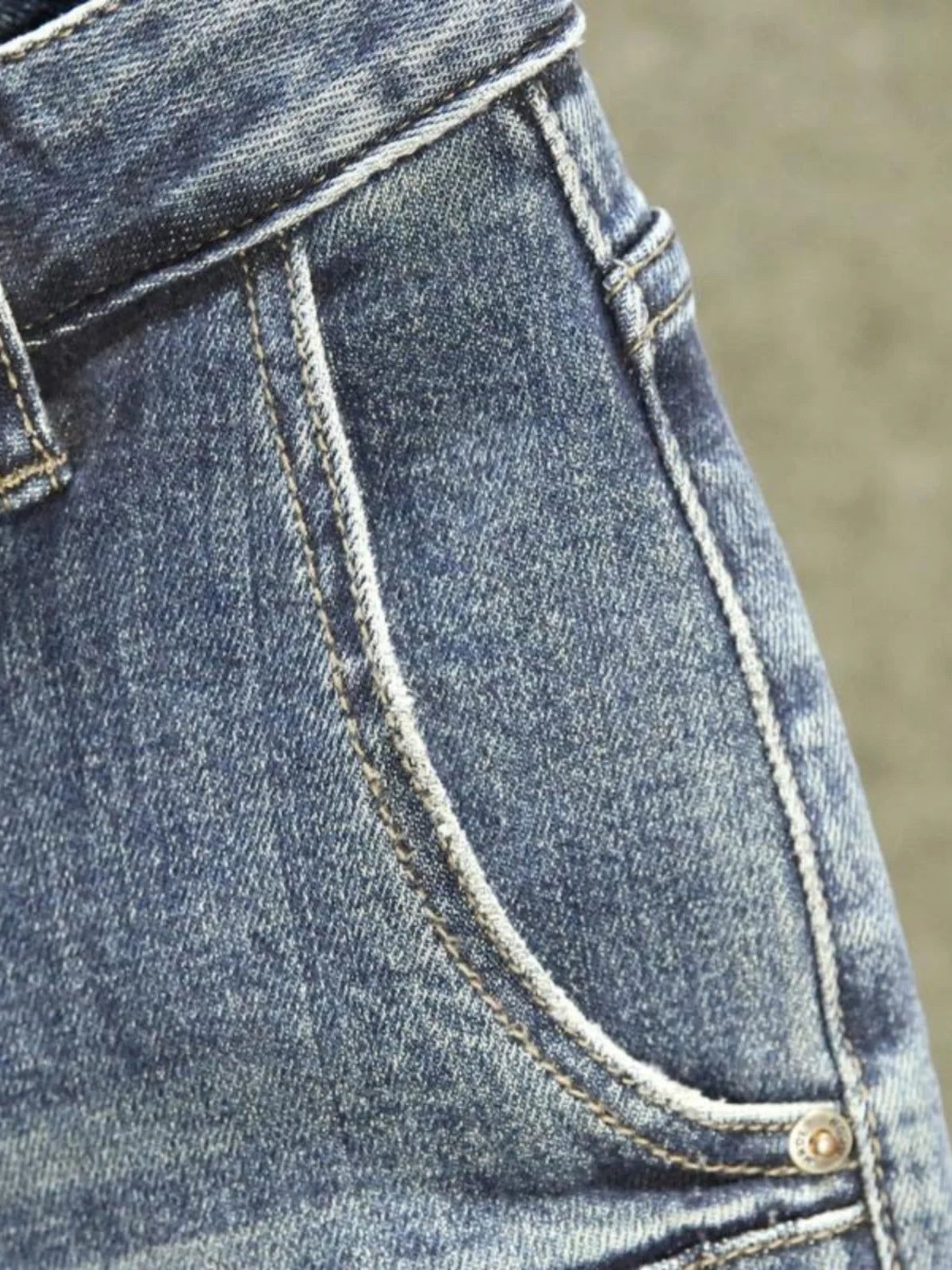 Voguable  Fashionable Workwear Jeans Men's Slim Fit High Street Trend Patchwork Long Pants New Arrival Youth Casual High Waist voguable