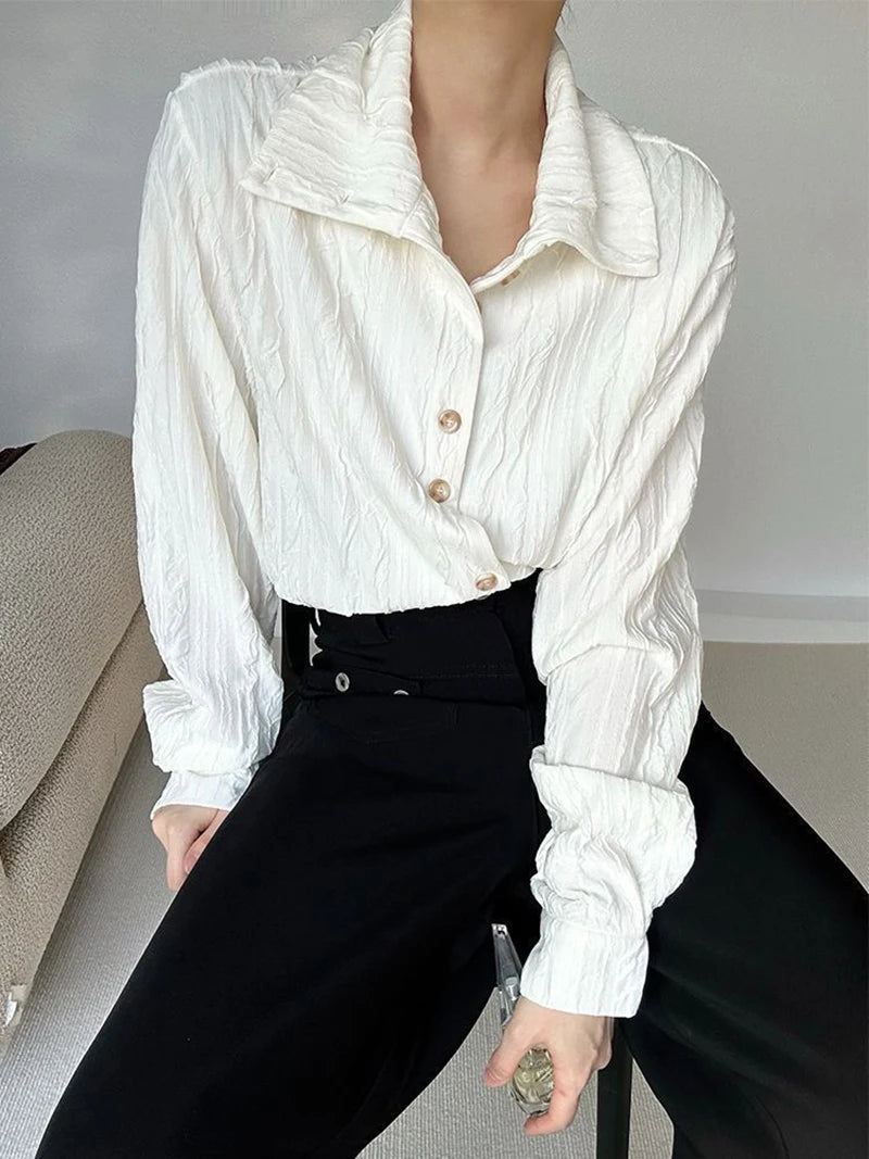 Vintage Stand Collar Y2K Shirt Women Loose Harajuku Long Sleeve Blouse Fall Retro American Streetwear Casual Bf Tops New voguable