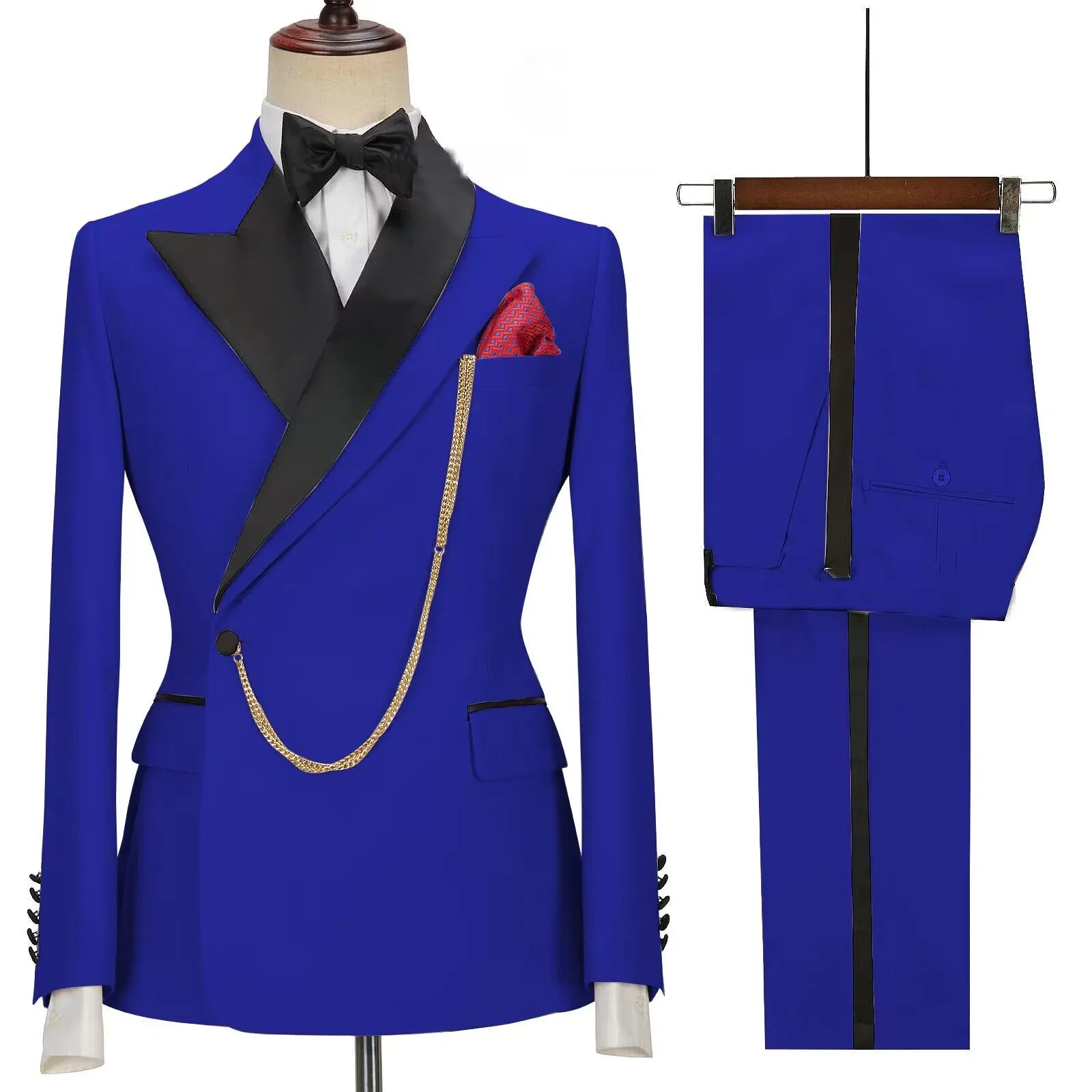 New Solid Men's Suits Peak Lapel Slim Fit Casual Suits Wedding Business Dress Set Groom Tuxedos Terno Masculino (Blazer+Pants) voguable
