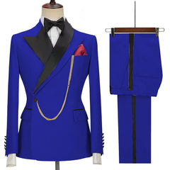 New Solid Men's Suits Peak Lapel Slim Fit Casual Suits Wedding Business Dress Set Groom Tuxedos Terno Masculino (Blazer+Pants) voguable