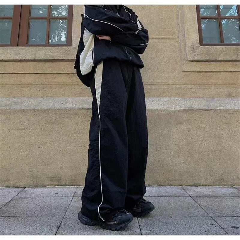 Y2K Men Streetwear Chic Cargo Korean Harajuku Casual Parachute Tech Pants for Women Sweatpants Wide Leg Joggers Trousers Clothes voguable