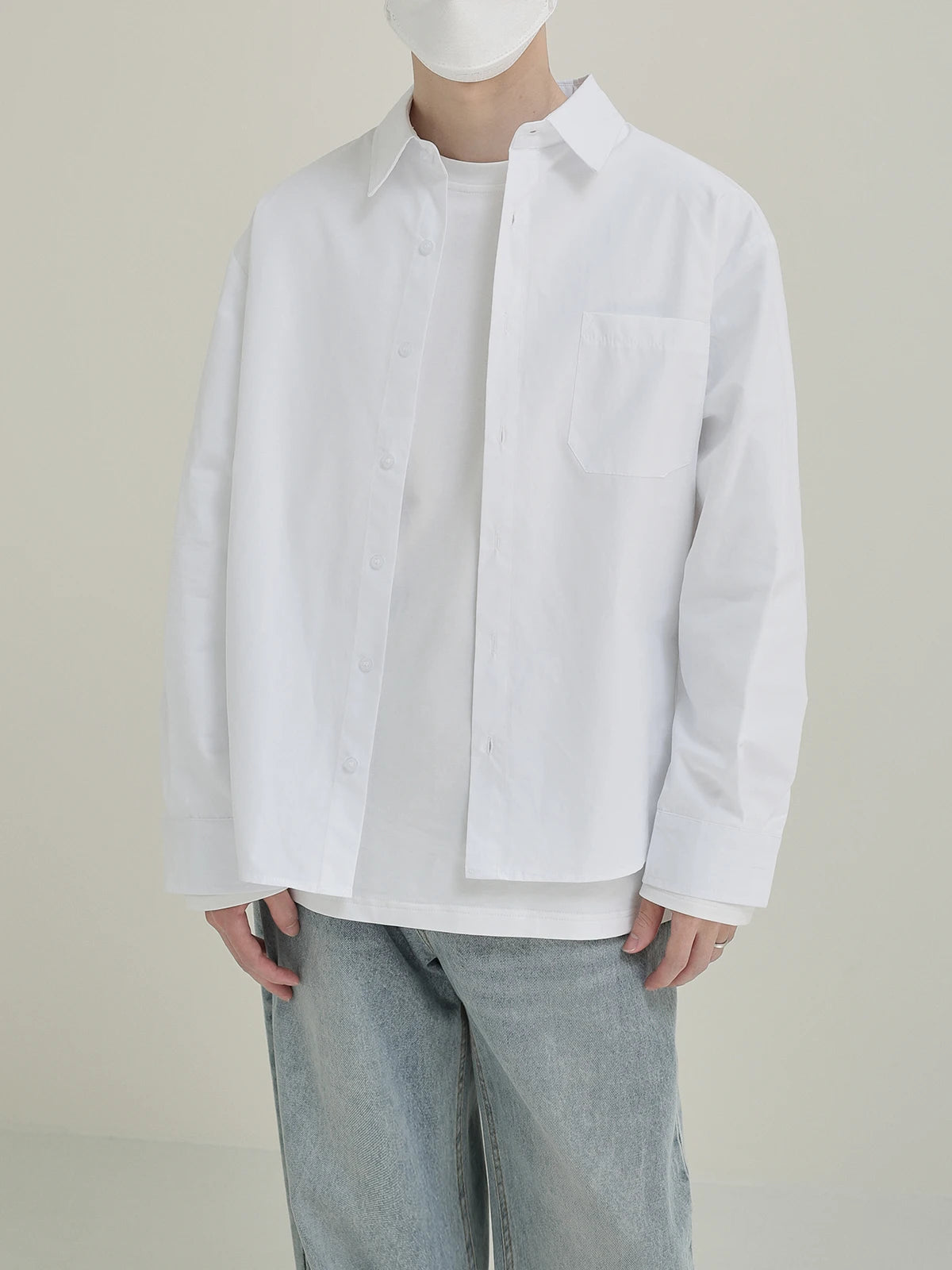 Voguable Blue White Shirt Men Fashion Social Men Dress Shirt Korean Loose Long Sleeve Shirt Men Office Formal Shirt Male Casual Shirts voguable