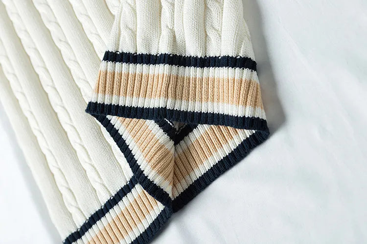 Sweater Vest Men Thicken V-neck Sleeveless Knitted Sweaters Vests Striped Retro Preppy-style Simple Chic Loose Casual All-match voguable