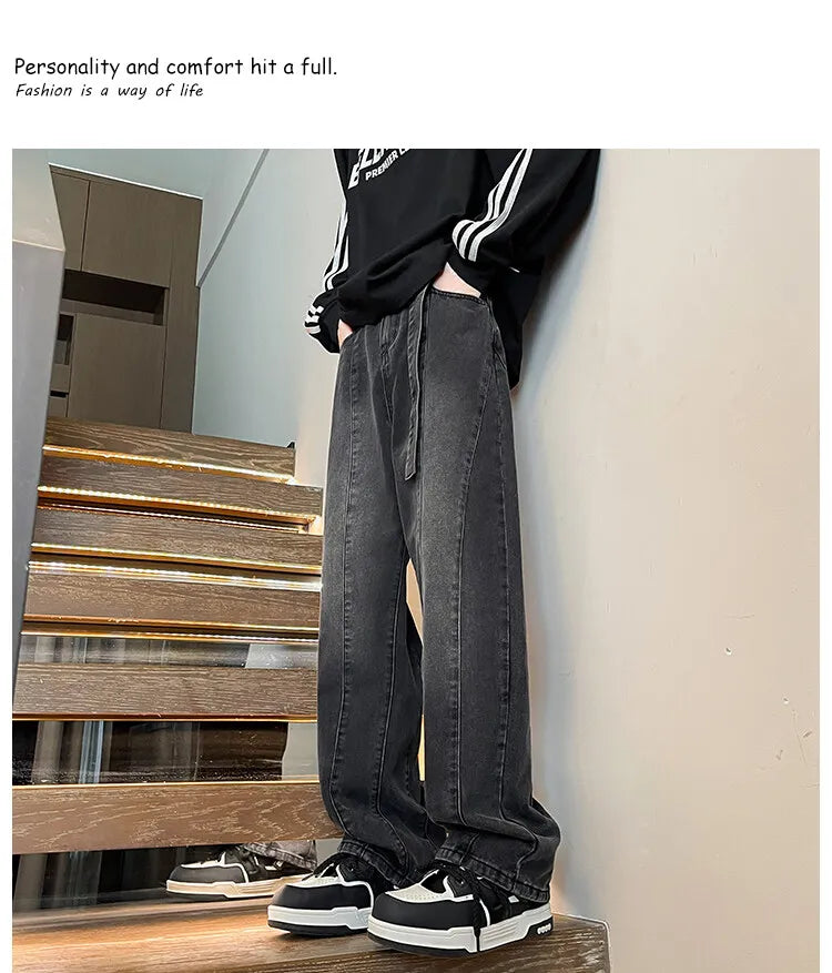 2025 New Big boy Jeans for Men Streetwear Baggy Jeans Large size Patchwork Denim Leisure Simple Dime Pants Women Jeans Hot  jean voguable