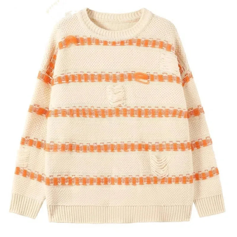 Voguable Harajuku vintage jumper striped ugly sweater streetwear pullover men oversized hip hop punk knitwear video grandpa sweater voguable