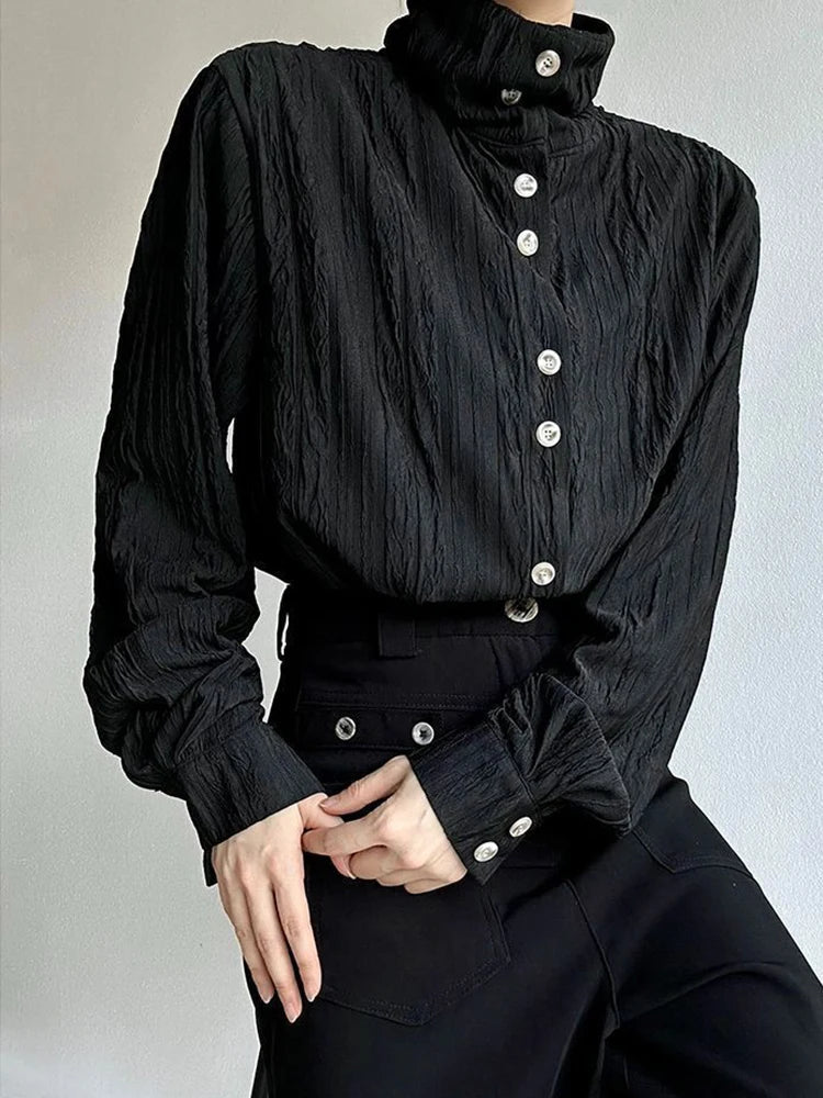 Vintage Stand Collar Y2K Shirt Women Loose Harajuku Long Sleeve Blouse Fall Retro American Streetwear Casual Bf Tops New voguable