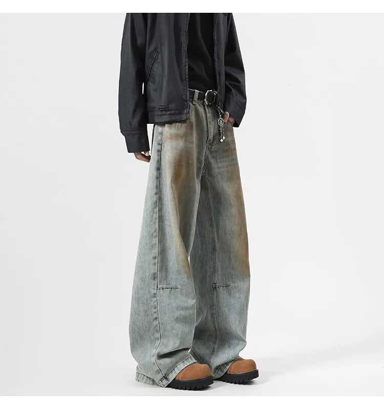 2025 Men's Jeans baggy Denim pants Loose Fit Casual Style American Streetwear Straight Novel design Leg Pants Trendy Brand voguable