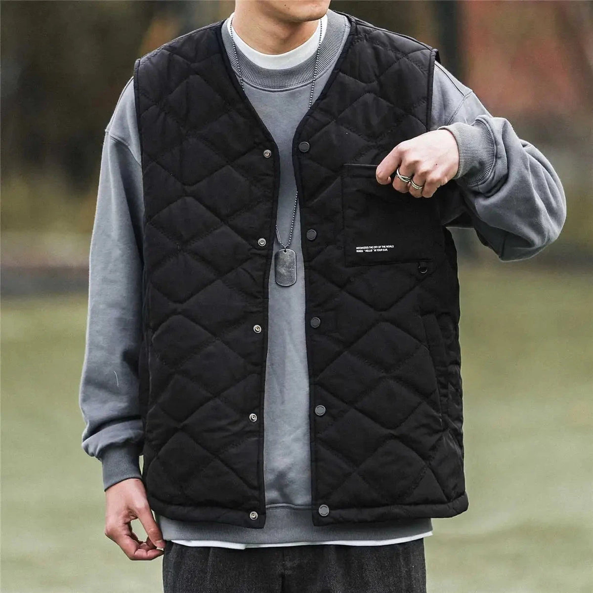 Cotton-layered Fashionable Vest Men with Autumn Winter Simple Casual Light Heated Inner Vest Cardigan Work Vest Top Aesthetic voguable