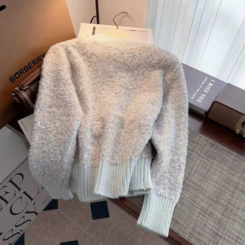 Autumn Winter Elegant women Cardigan Korean chic Thick warm Single breasted sweater Y2K female Casual o neck Crop knit Coats voguable