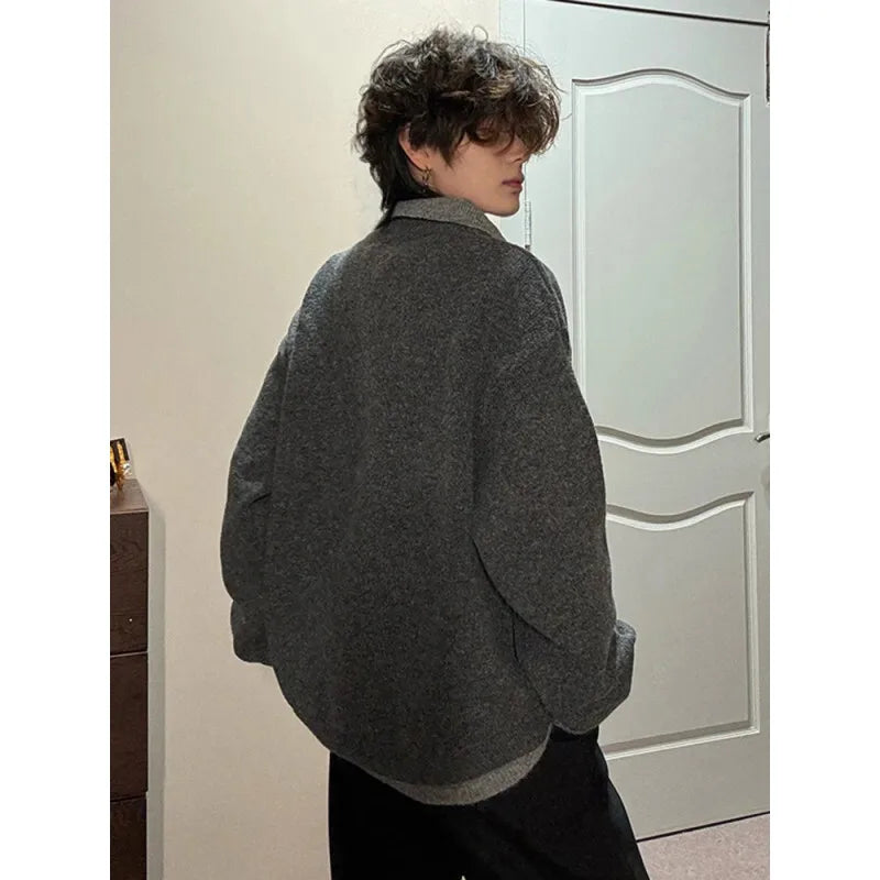 Winter Lapel Sweater Men Warm Fashion Casual Knitted Pullover Men Korean Loose Long Sleeved Sweater Mens Jumper Clothes M-2XL voguable