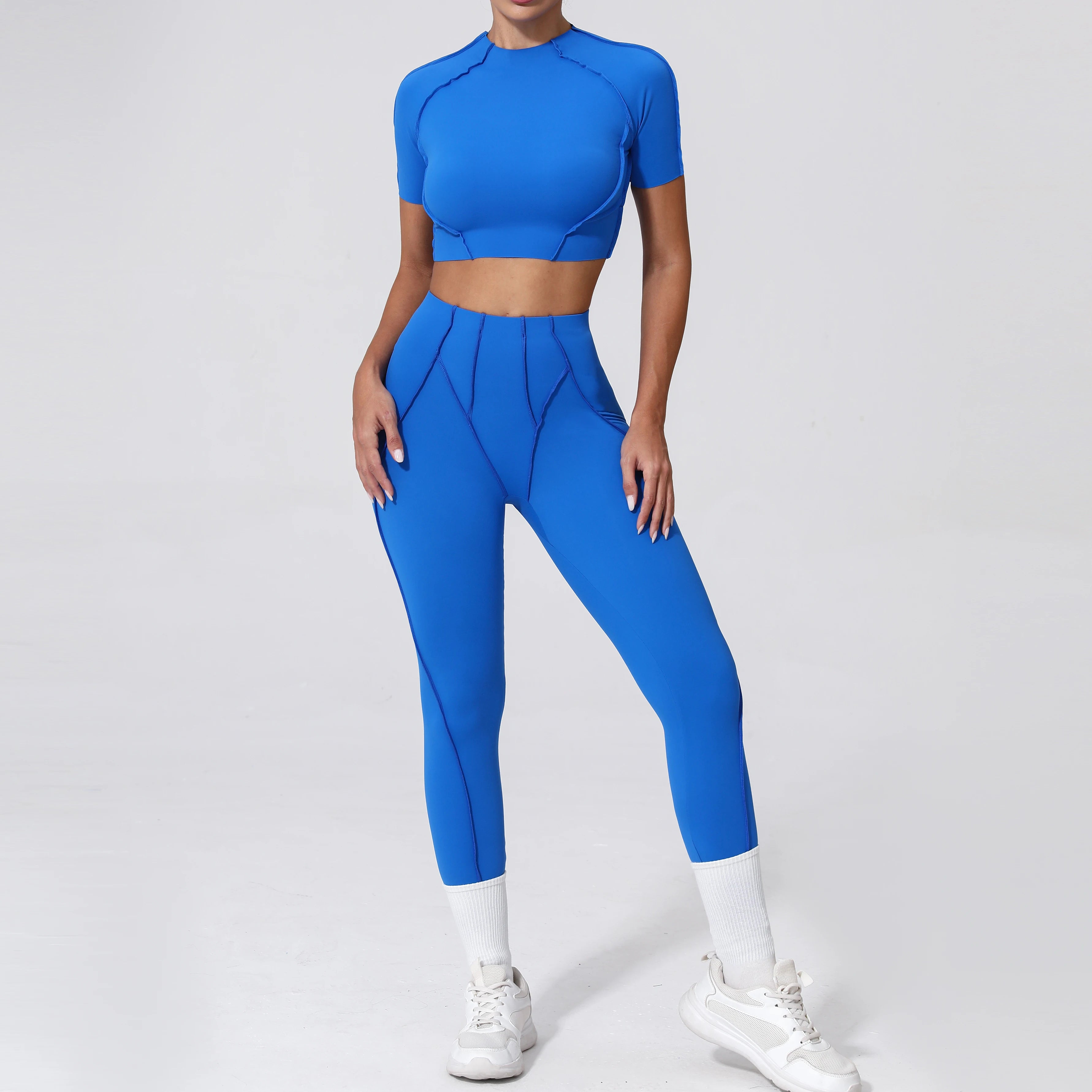 Voguable  2PCS Yoga Suit Sports Set Women Quick-Drying Gym Set Women Tracksuit Running Workout Long Sleeve Sports Shirt Yoga Clothing voguable