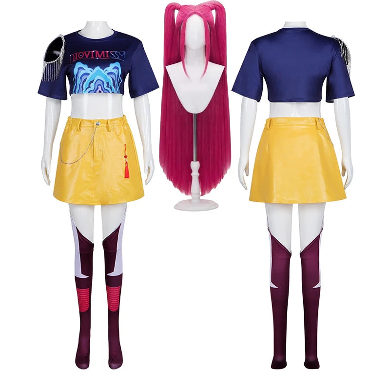 KPOP Mira Zoey Rumi Cosplay Costume Wig Women Suit Halloween Carnival Party Comic-con Role Playing Outfit voguable