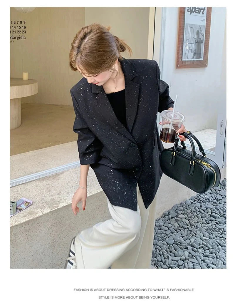 Elegant Black Blazer Women Fashion Sweet Long Sleeve Design Suit Coat Korean Casual Chic Female Fall Winter Sweet Jacket voguable