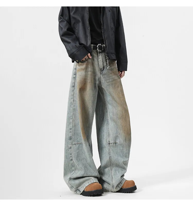 2025 Men's Jeans baggy Denim pants Loose Fit Casual Style American Streetwear Straight Novel design Leg Pants Trendy Brand voguable
