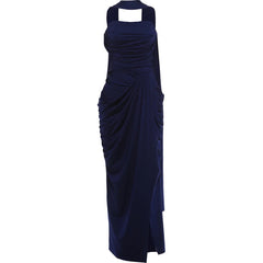 Voguable  Folds Elegant Long Ribbon+Maxi Dress High Slit Chest Wrap Summer Fashion Skinny Vacation Banquet Summer Vestidos voguable