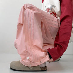 Summer Black Casual Pants Men Oversized Wide Leg Pants Men Streetwear Hip-hop Loose Pink Sports Pants Mens Joggers Trousers voguable