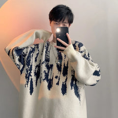 Autumn Clothing Men's Knitted Luxury Printed Pullovers Sweater Casual Vintage Loose O Neck Solid Color Long Sleeve Knitwear 2024 voguable