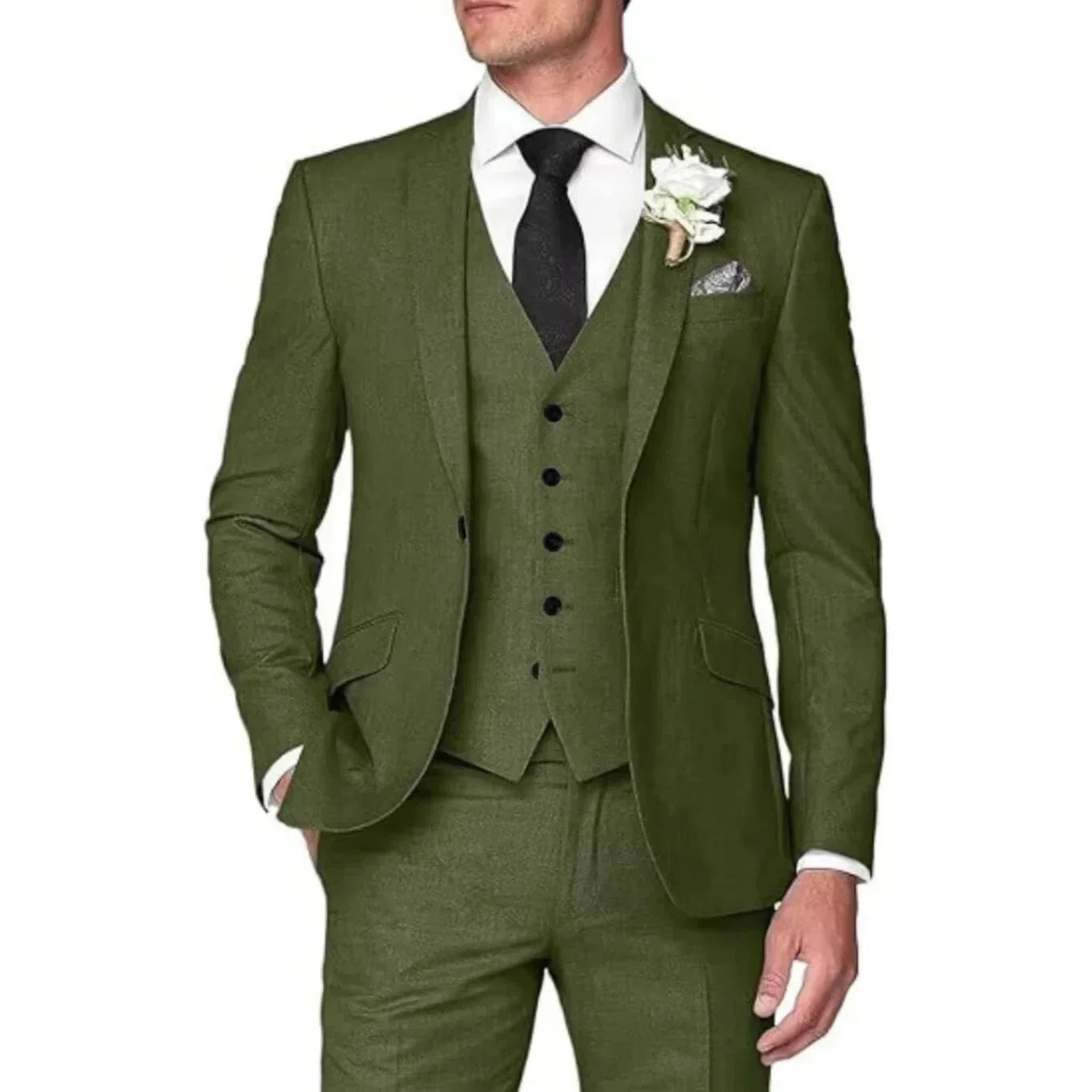 Voguable  Classic Men's 3pcsTuxedo Suit Colorful Blazer Vest And Pants Set Single Button High-Quality Men's Costume for Formal Occasions voguable