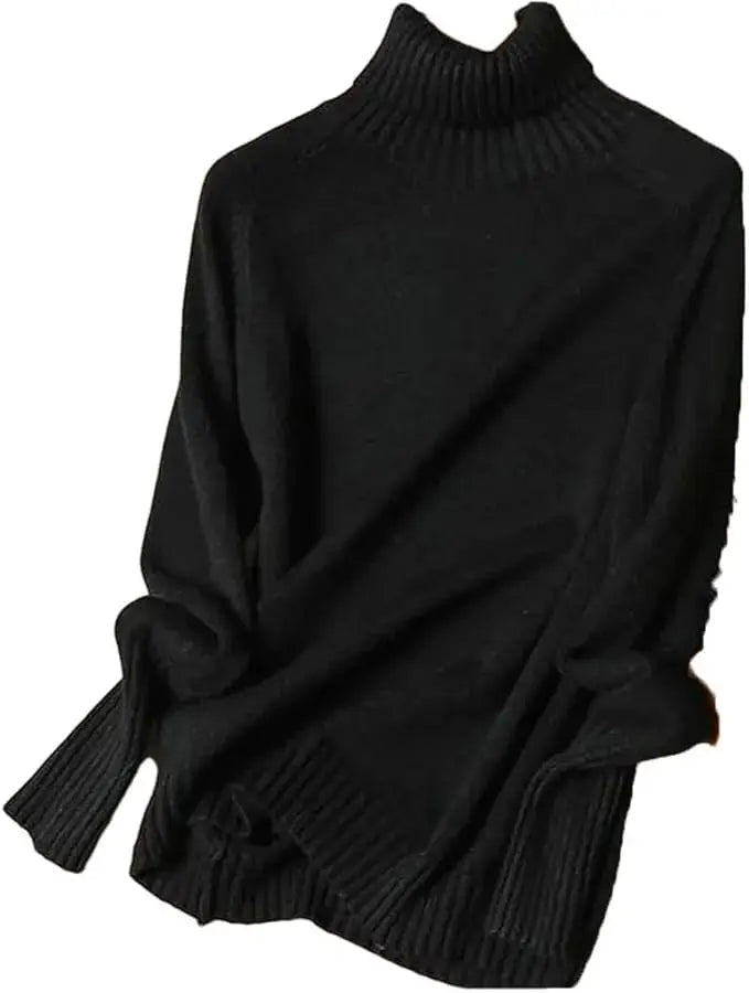 Women Turtleneck Knitted Sweaters Long Sleeve Roll-neck Pullover Plain Jumper Ladies Autumn Winter Layered Basic Outfit voguable