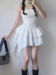 Strap Sleeveless Hollow Stitching Pleated Dress mysite