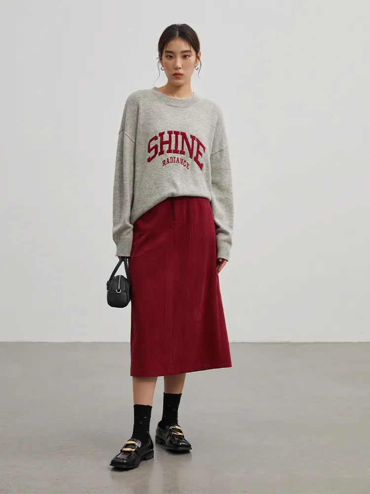 Corduroy Retro High Waist Skirt Women Autumn Winter Back Slit Commuter Casual Solid Color Length-option Female Skirts voguable
