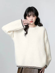 Cute Retro Green Sweaters Women Preppy Style Loose O Neck Long Sleeve Knitted Jumper Japan Vintage Sweet Female Simple Pullovers voguable