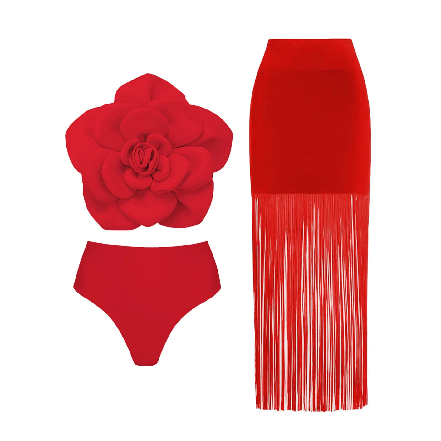 Red Flower One Piece Swimwear With Cover Up Trend Swimsuit 2025 Sexy Biquini Luxury Woman Swimsuit Beach Outing Bodysuit Bathsui voguable