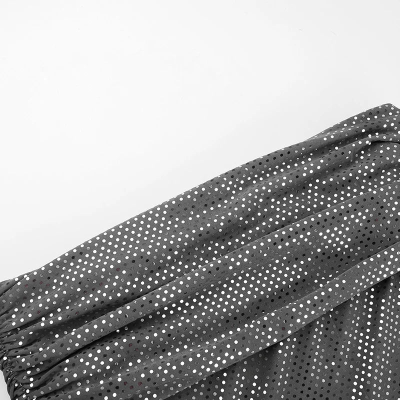 Voguable  Elegant Flare Sleeve Sequins Banquet Party Maxi Dress Off Shoulder Slim Fit Pleated Autumn Winter Fashion Temperament Vestidos voguable