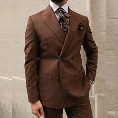 Classic Men Suits Business Tuxedos Design Pockets For Formal Groom Suit Peak Lapel Wedding Suit Blazer Pants 2 PCS Slim Fit voguable