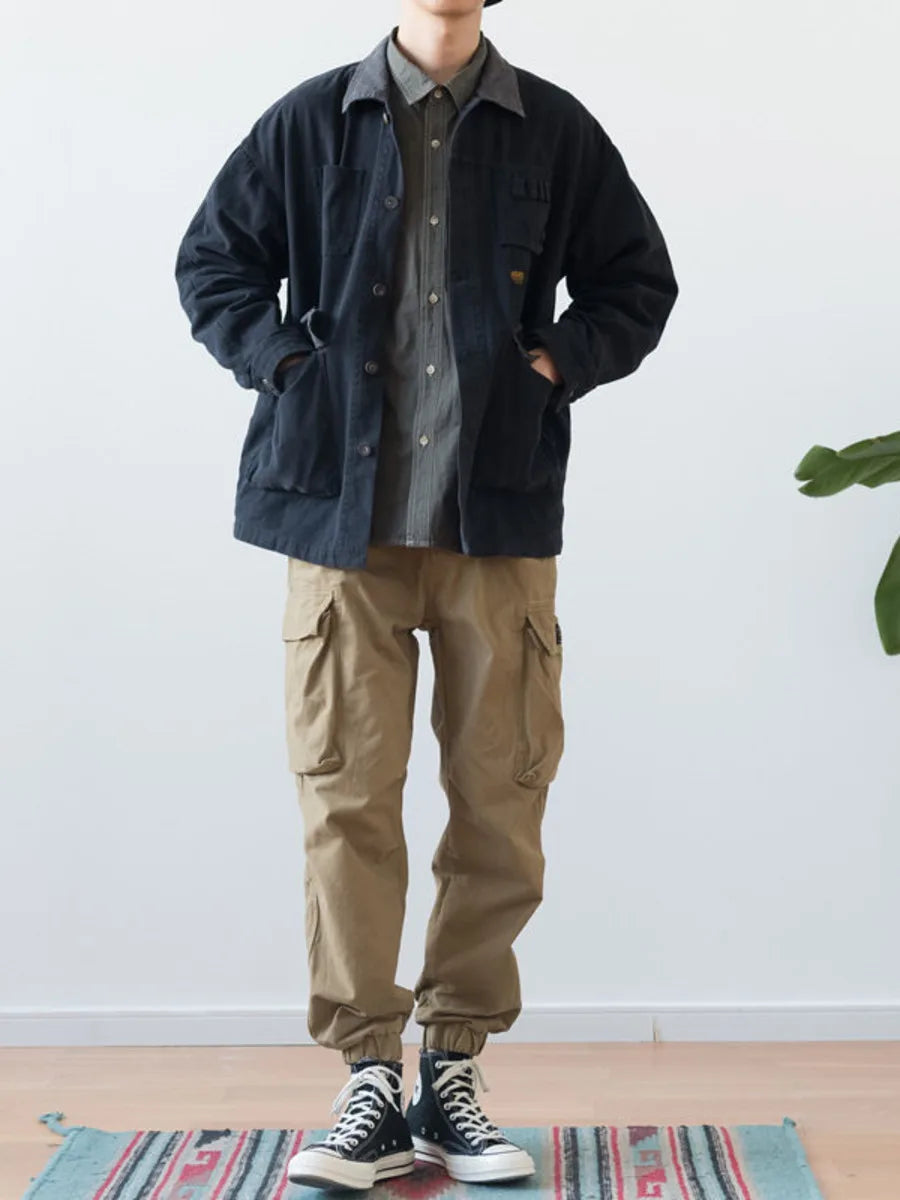 Vintage Army Green Cargo Denim Jacket Men Women Spring Autumn Clothing Harajuku Coat Korean Fashion Military Casual Workwear voguable
