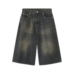 Men's Jeans American Style Vintage Loose Fit Wide Leg Straight Leg Denim Shorts Fashion Design Summer Y2k Gothic Washed Shorts voguable