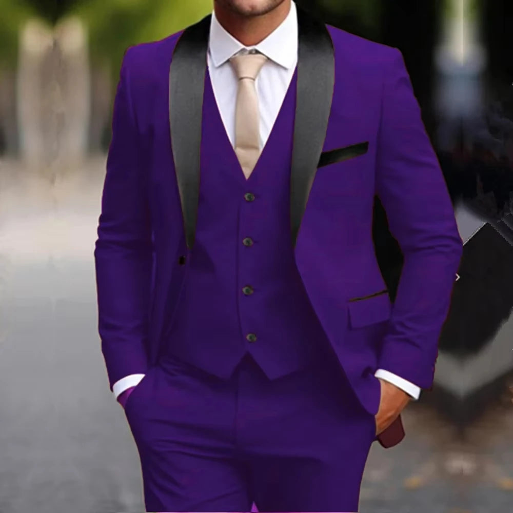 Voguable  New khaki Business Formal Men Suit Groomsman Wedding Party Prom Male Tuxedos 3 Piece Set voguable