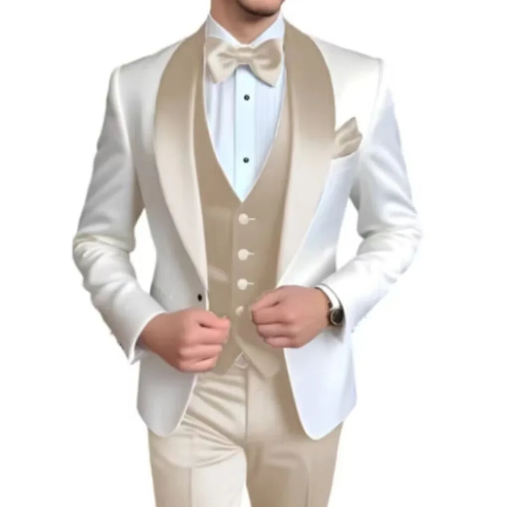 Voguable  Luxury Men's Suit Jacket Pants 2 Piece Peak Lapel  Business Men Thin Stripe Suit For Groom Wedding Single Breasted Suit voguable