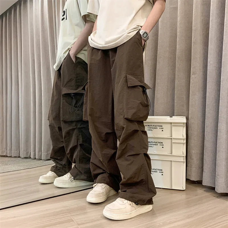 Men Casual Cargo Pants Streetwear Big Pocket Baggy Mopping Trousers Harajuku Hip Hop Loose Women Wide Leg Pants Overalls voguable