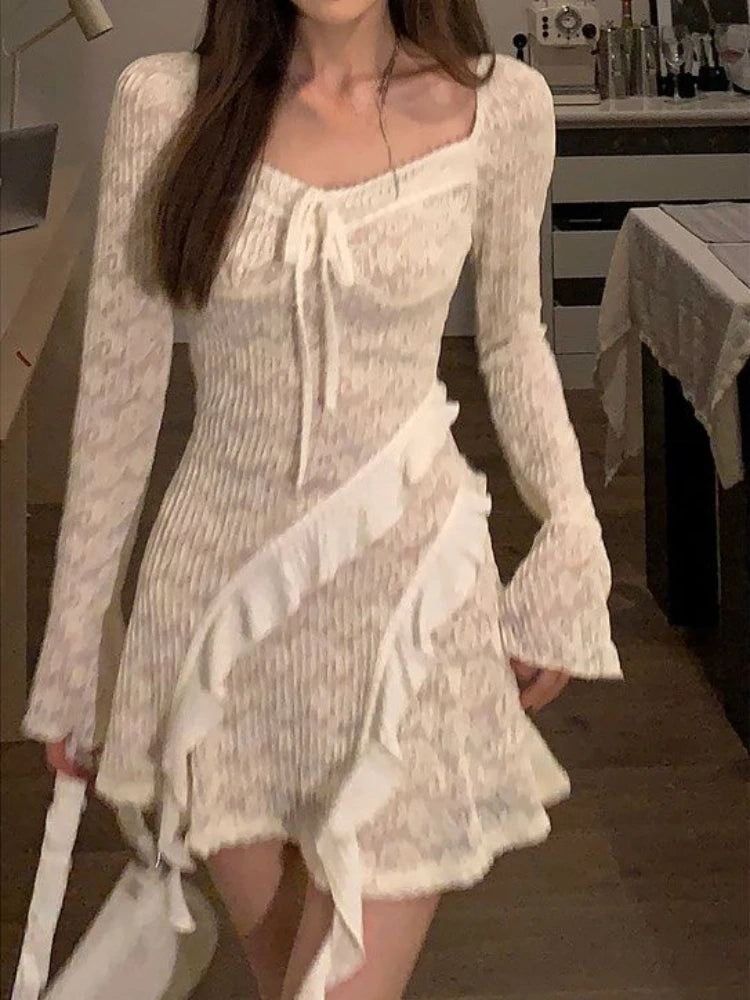 Voguable  2024 Spring French Elegant Y2k Mini Dress Woman Short Party Pure Color Casual Dress Office Lady One Piece Dress Korean Fashion voguable