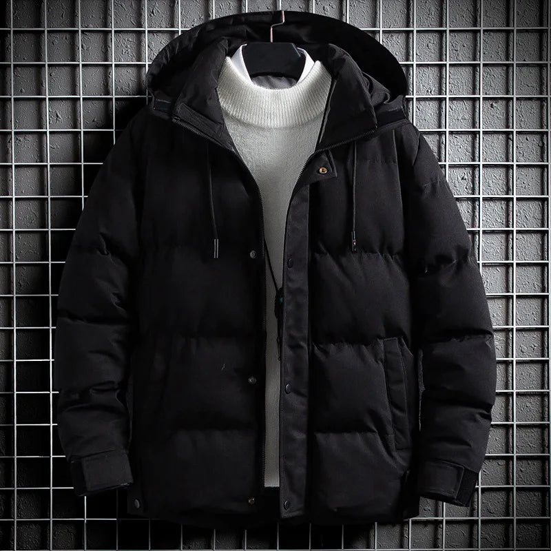 Padded Jacket Men Winter Parkas Thick Jacket Coats Fashion Men Casual Solid Color Hooded Parkas Male Black Khaki Warm Coat voguable