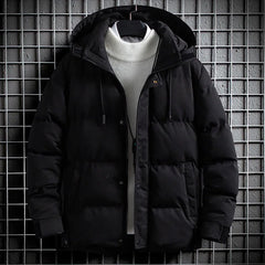 Padded Jacket Men Winter Parkas Thick Jacket Coats Fashion Men Casual Solid Color Hooded Parkas Male Black Khaki Warm Coat voguable